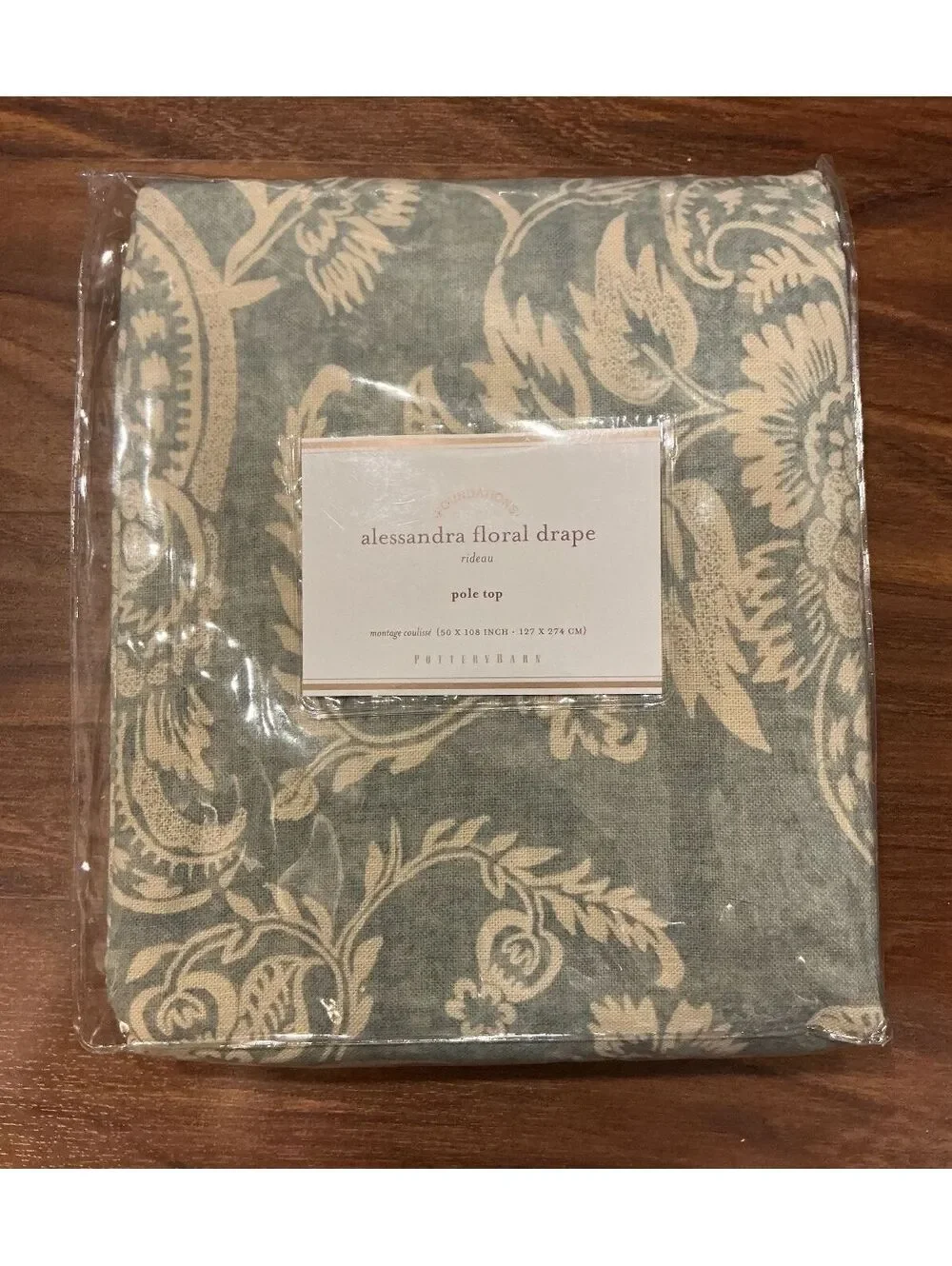 Pottery Barn Alessandra Floral Linen and Cotton Drape Pole Top 50 x 108 inches